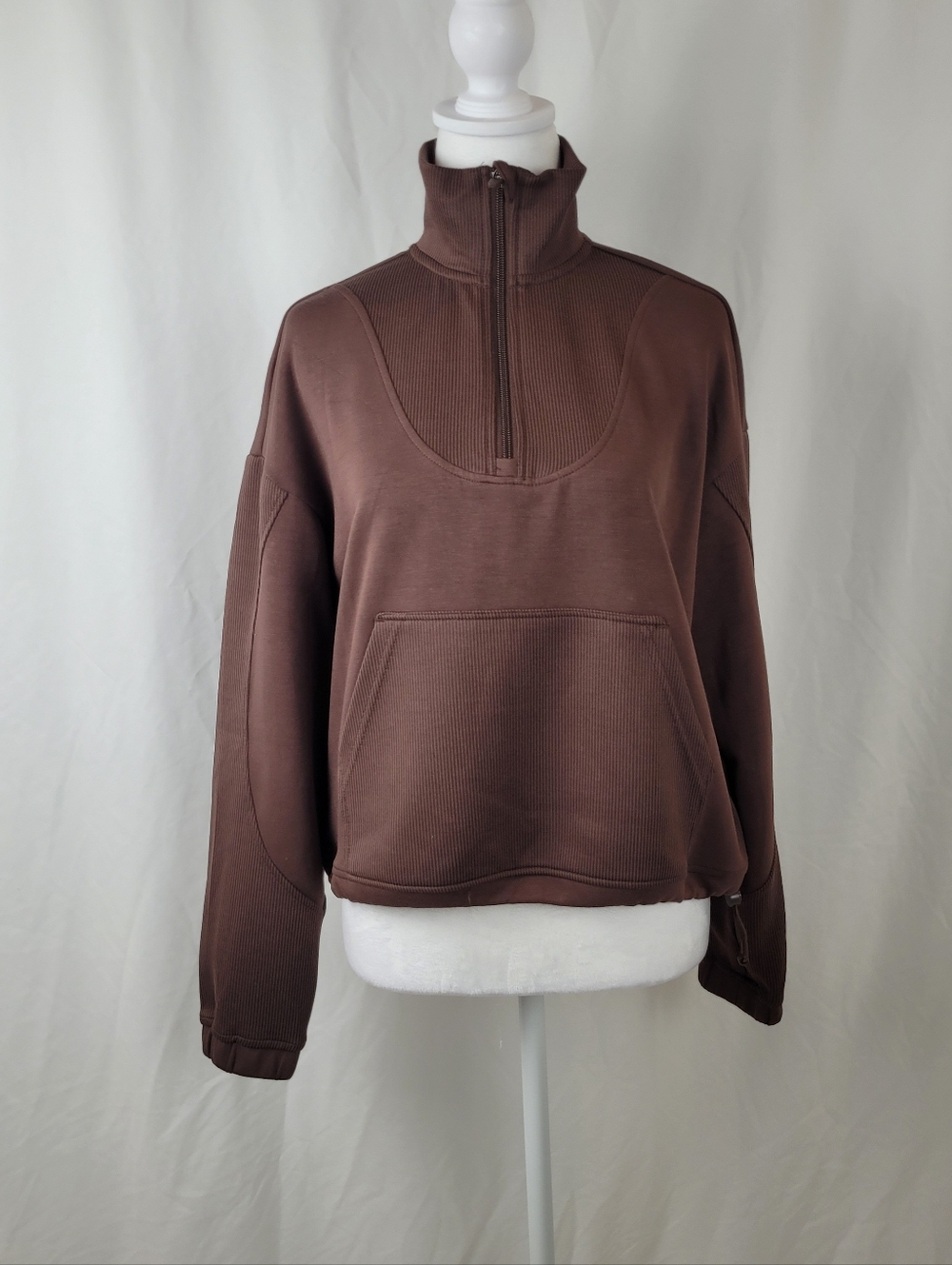 Spyder Brown Ribbed Quarter-Zip Pullover Small